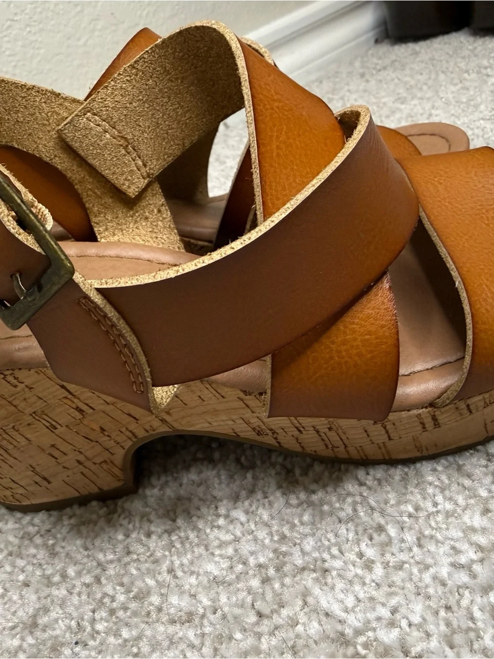 Women’s Tan Faux Leather Platform Sandals - Stylish Woven Straps